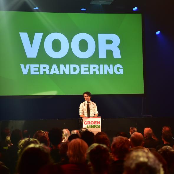 Jesse Klaver spreekt tijdens de klimaatmeetup Amsterdam